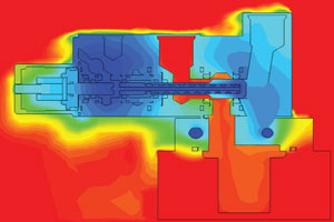 Thermal Image of JASC's Water Cooled Three-Way Purge Valve