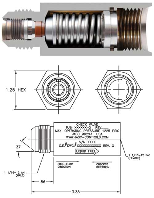 Diagram of JASC's Liquid Fuel Check Valve