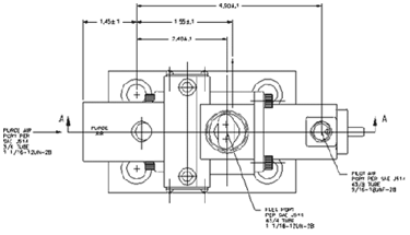 Three-way purge valve technical drawing