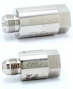 purge air check valves for gas turbine, dual fuel engines