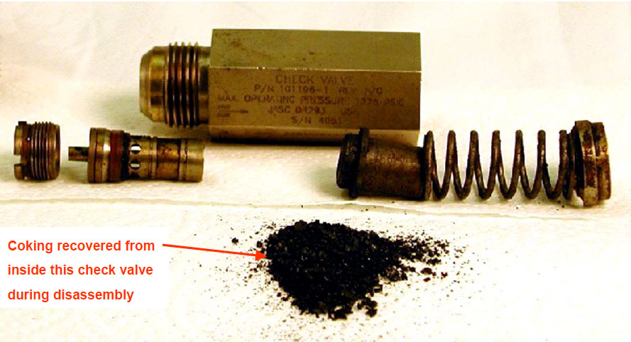 liquid fuel check valve coking