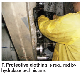 Protective clothing on hydrolaze techs