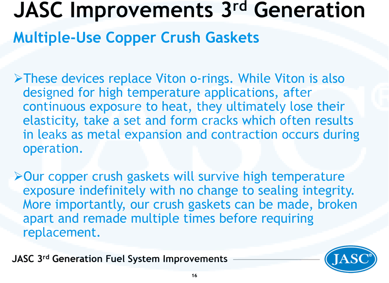 Multiple-Use Copper Crush Gaskets - 3rd Gen Improvements
