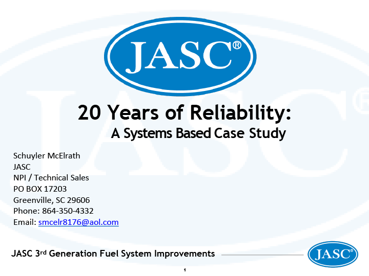 JASC 20 years of reliabillity. A systems based case study.