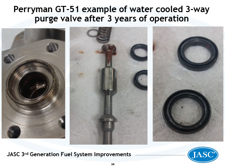 Perryman GT-51 example of water cooled 3-way purge valve after 3 years of operation